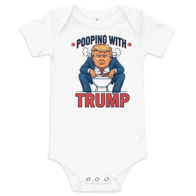 Pooping With Trump Onesie - White